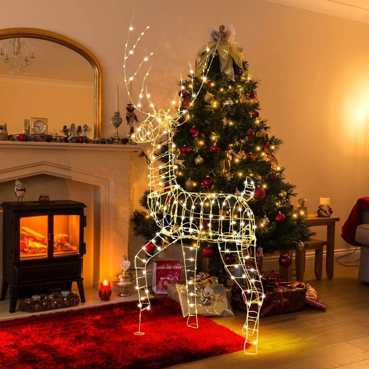 3D LED Šiaurės Elnio Kalėdinė Dekoracija – 300 LED, Atsparus Blogam Orui