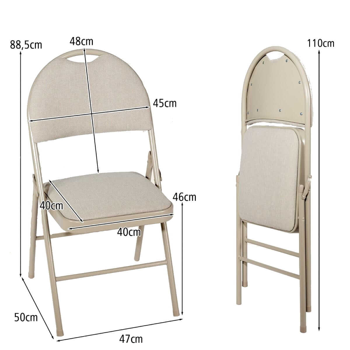 4 vnt. Sulankstomos Minkštos Kėdės, Smėlio Spalva
