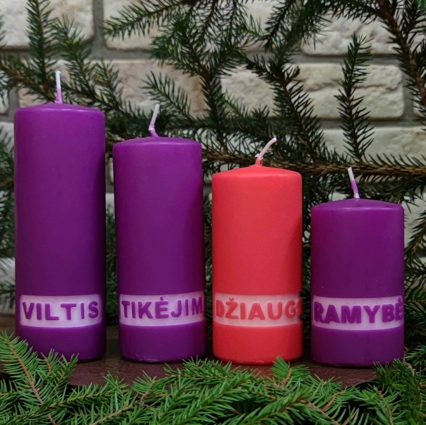 Advento Žvakių Rinkinys Violetinė Ir Rožinė Spalvos 55/100-160 mm
