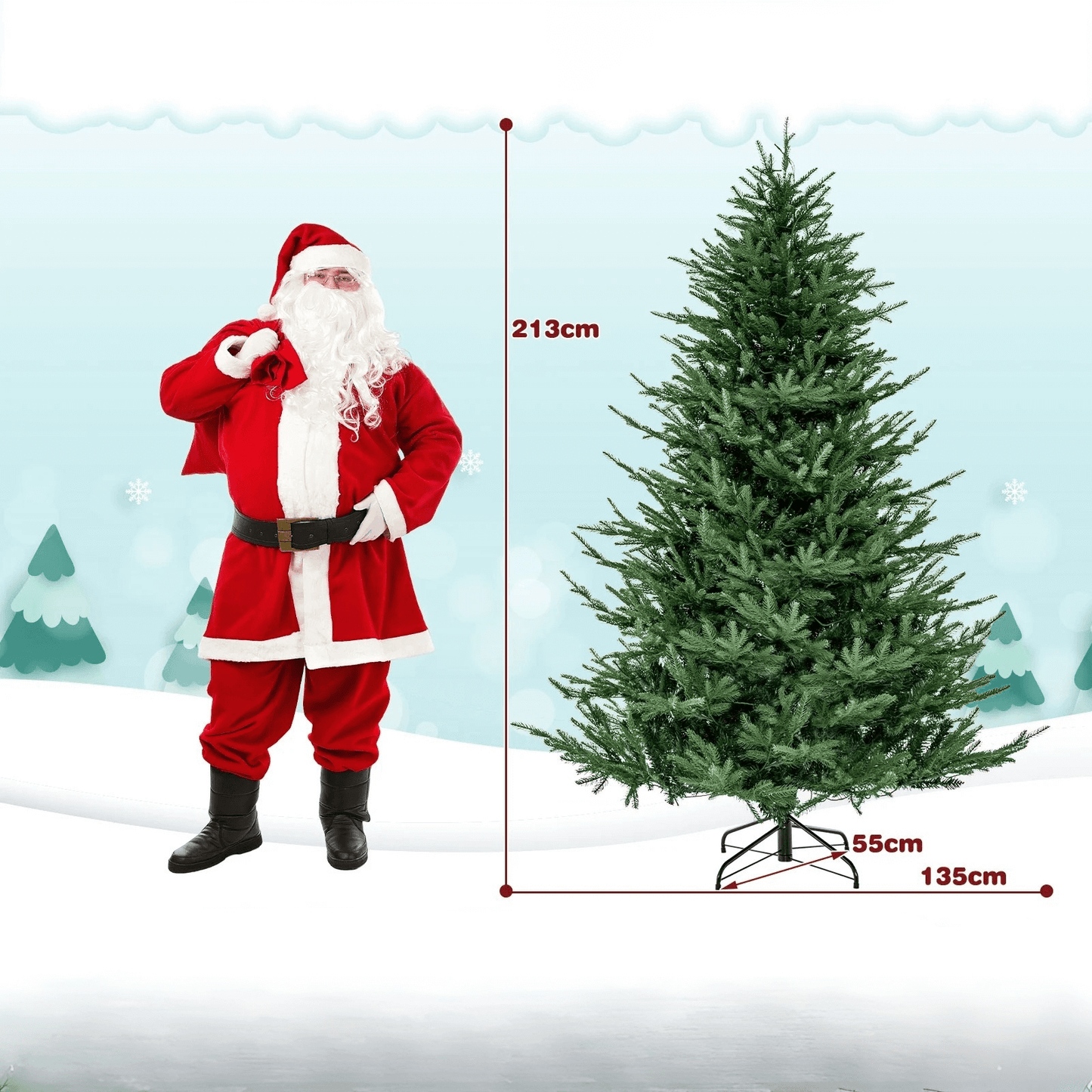 Dirbtinė Kalėdų Eglutė Su LED Lemputėmis 213 cm, Žalia