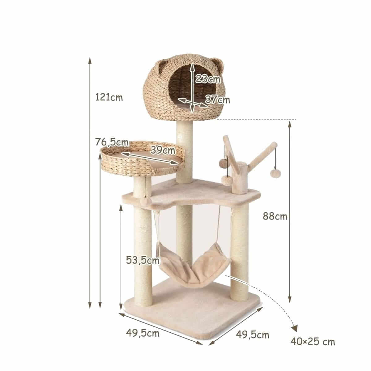 Kačių Draskymo Stovas Su Hamaku 121 cm