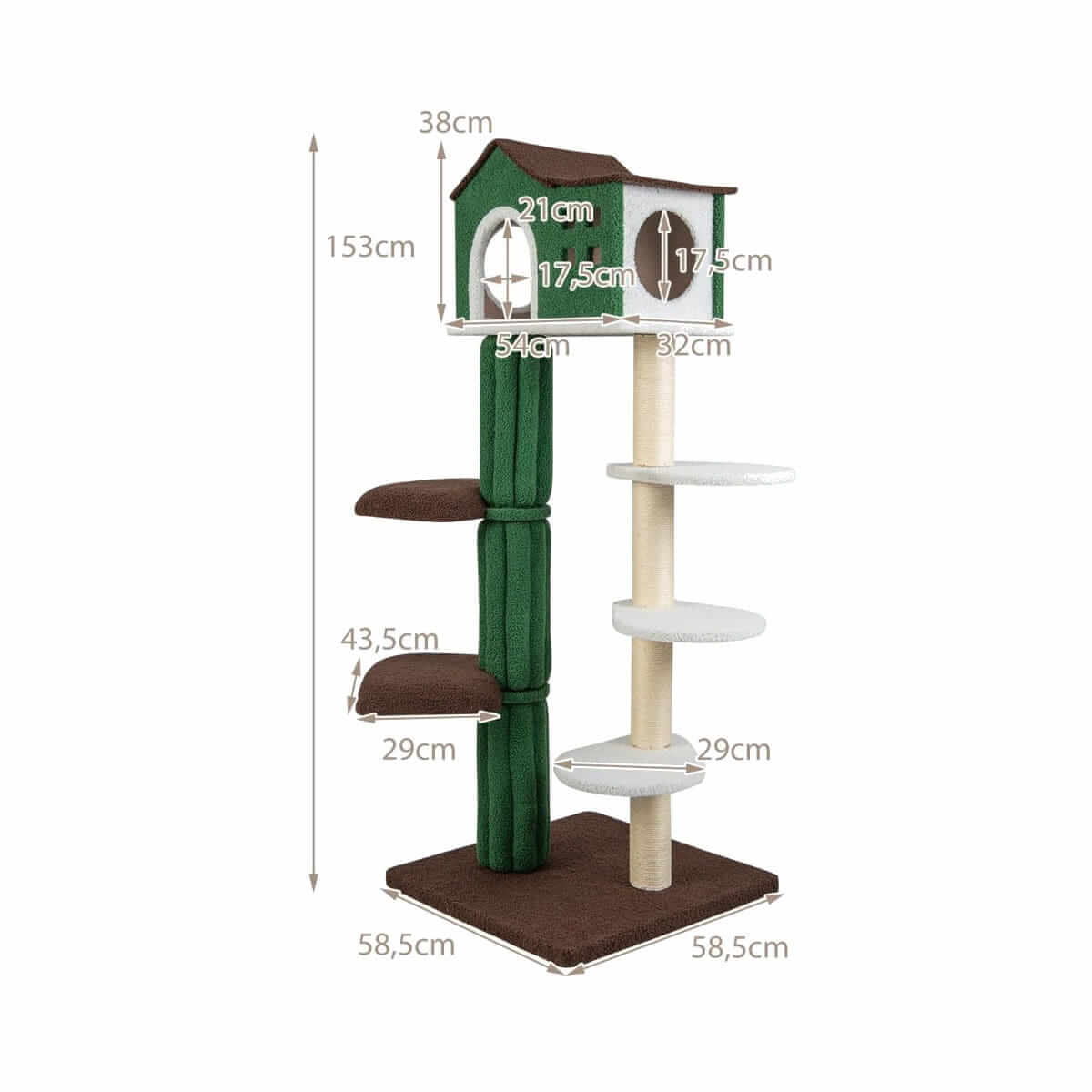 Kelių Lygių Kačių Draskykla Su Nameliu 153cm