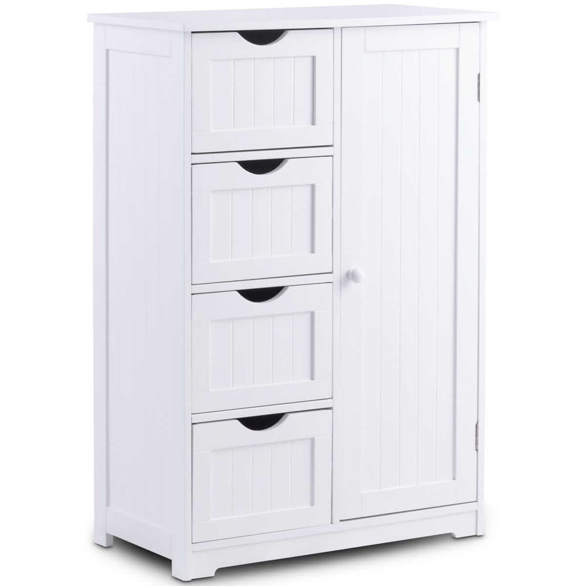 Balta Komoda Su 4 Stalčiais Ir Spintele 81 × 56 × 30 cm