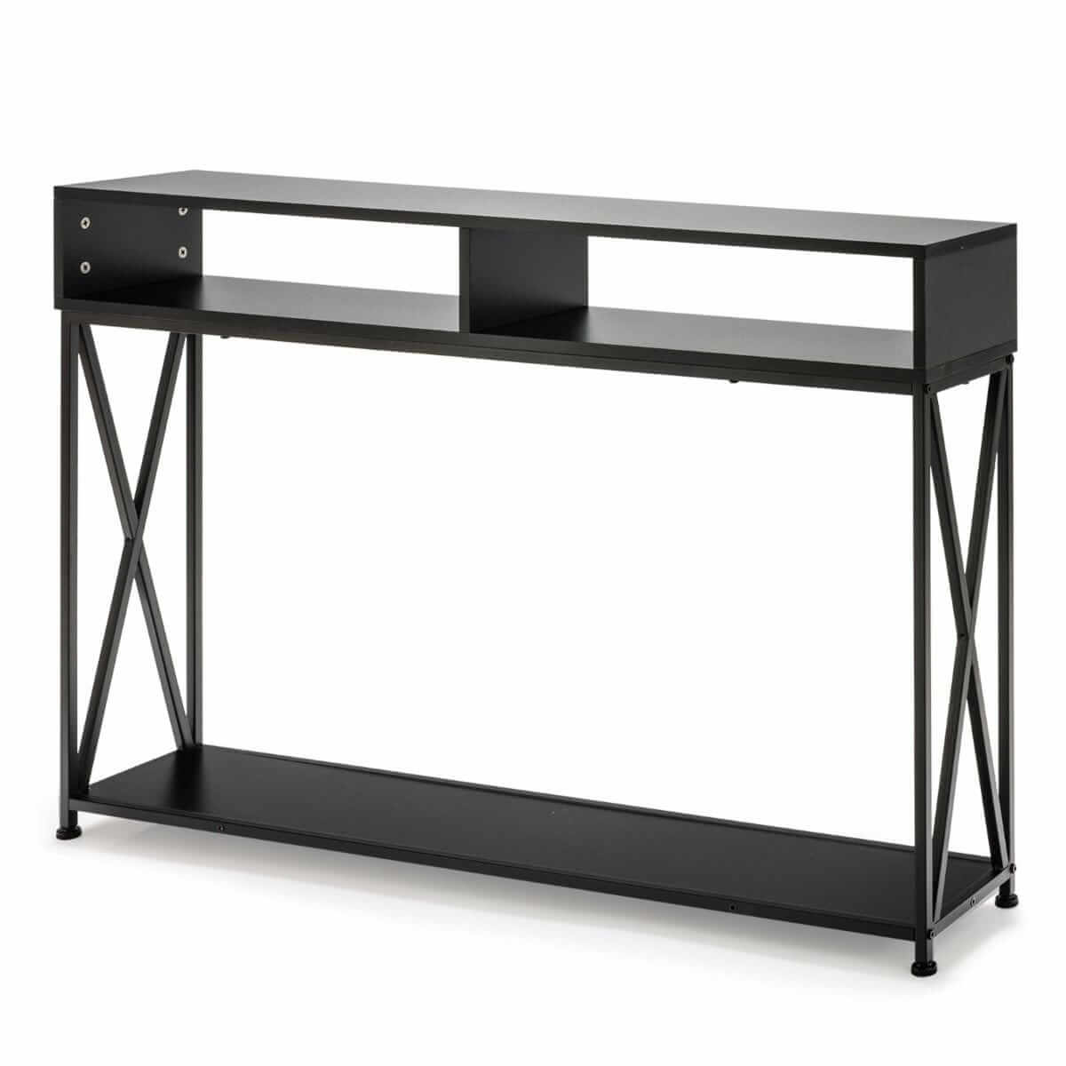 Konsolė Su Atviromis Lentynomis Juoda 120 x 23 x 79 cm
