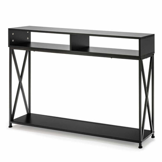 Konsolė Su Atviromis Lentynomis Juoda 120 x 23 x 79 cm