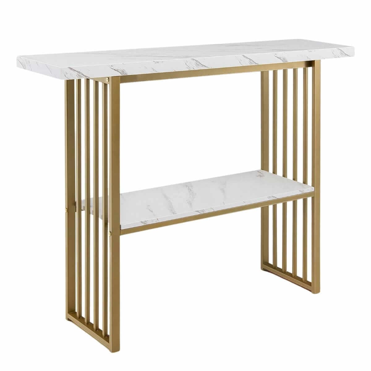 Konsolė Su Marmuro Imitacijos Viršumi 120 cm Aukso Spalvos