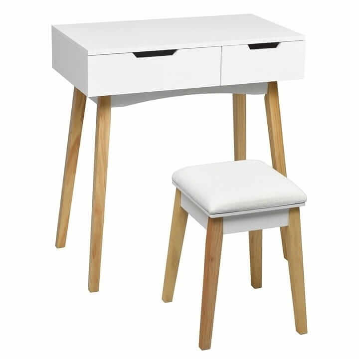 Modernus Baltas Kosmetinis Staliukas Su Atidaromu Veidrodžiu Ir Kėdute 74 x 40 x 115 cm