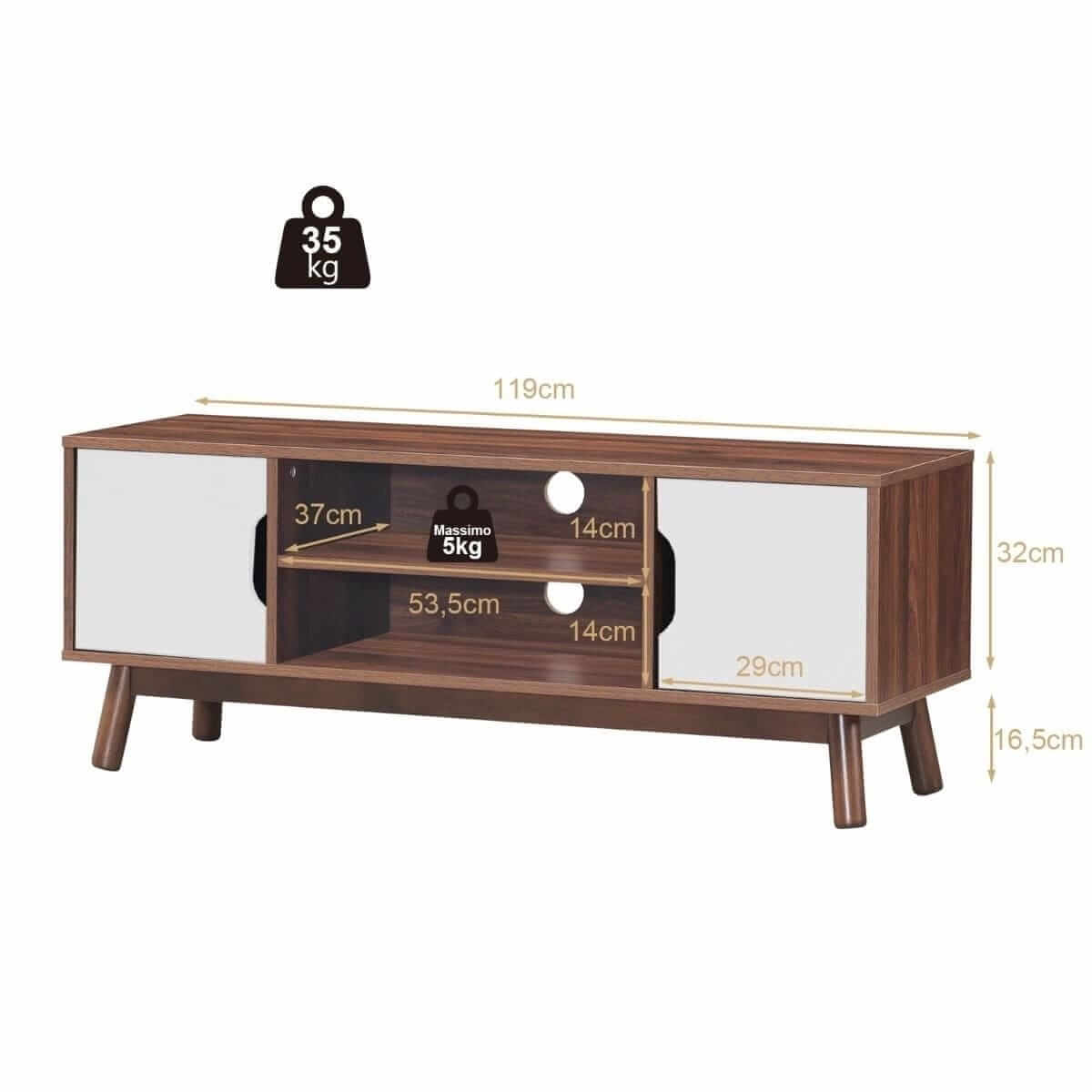 Wooden TV cabinet Chest of drawers 120 X 39 X 31.5 cm