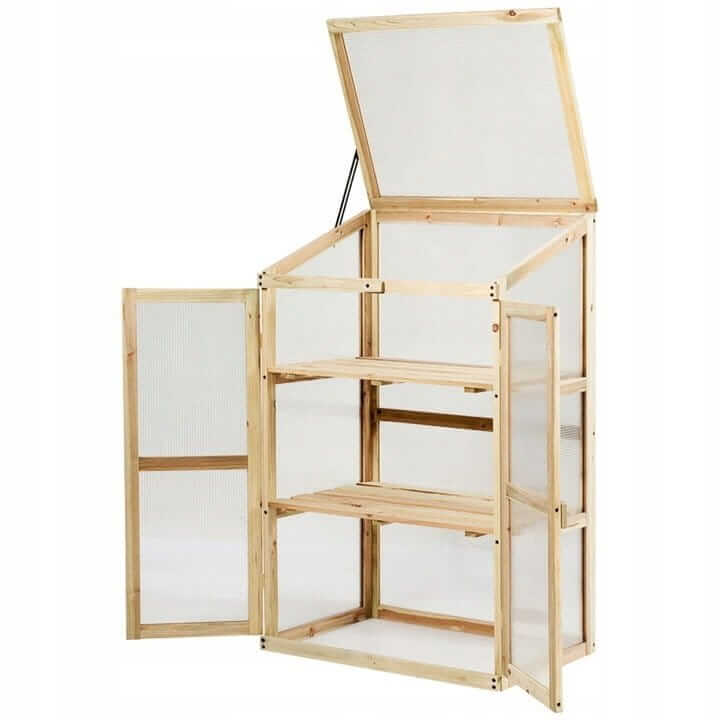 Medinis Mini Sodo Terasos Ar Balkono Šiltnamis Su Lentynomis 101 x 61 x 46 cm