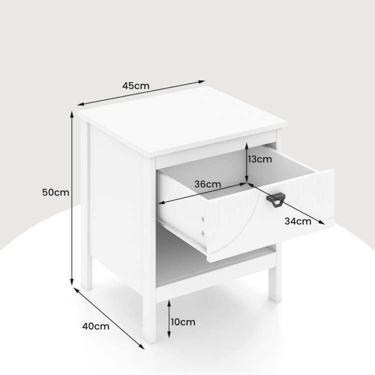 Modernus Baltas Naktinis Staliukas Su Stalčiumi Ir Lentyna