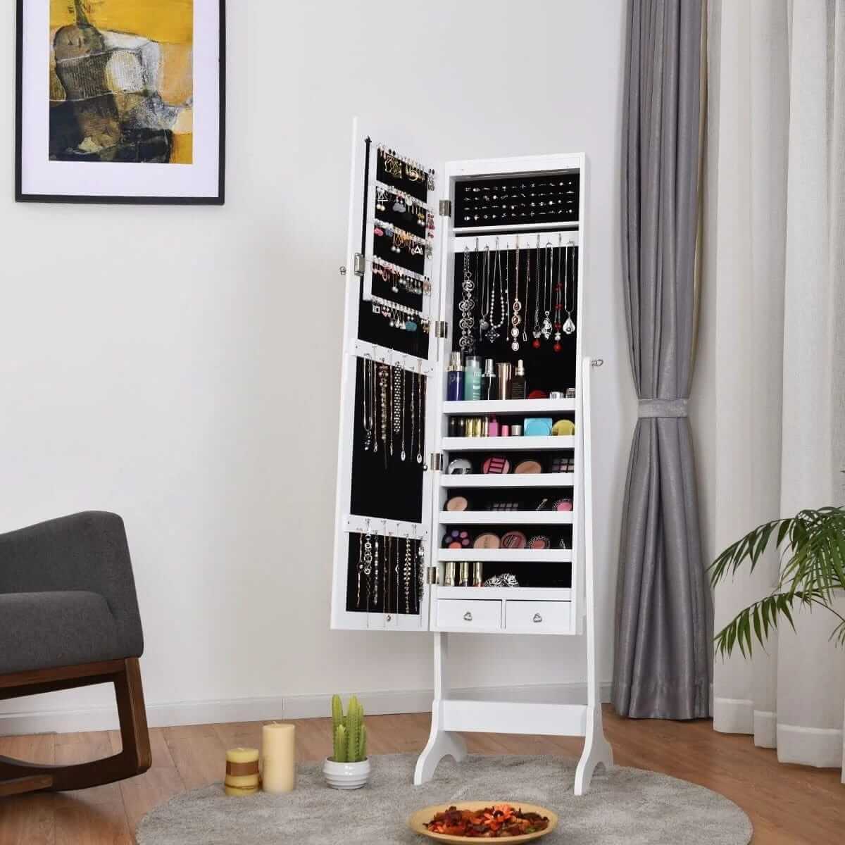 Jewelry Cabinet Mirror With LED lights 160 × 41.5 × 37 cm