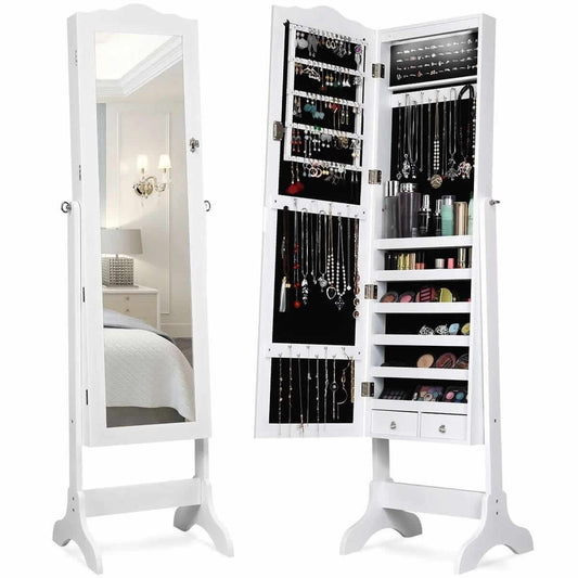 Papuošalų Spintelė Veidrodis Su LED lemputėmis 160 × 41,5 × 37 cm