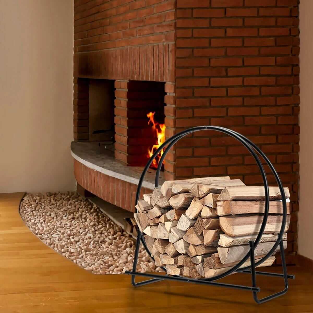 Plieninis Stabilus Nešiojamas Modernus Stovas Malkoms Laikyti