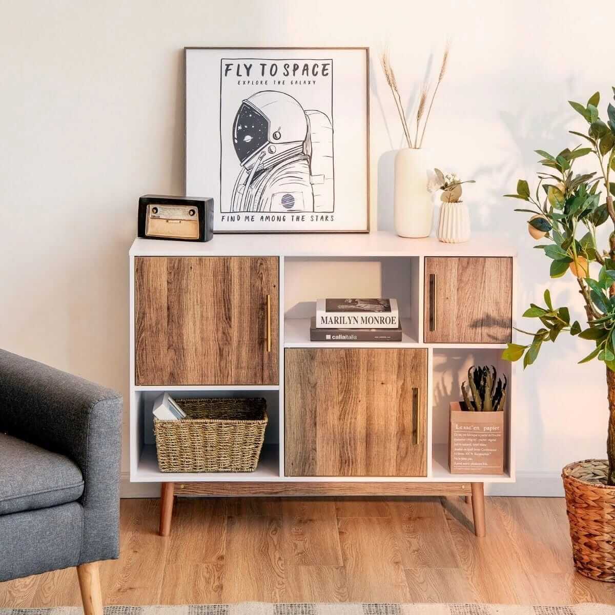 TV Spintelė Su Durelėmis Ir Pertvaromis 101,5 x 33 x 77,5 cm