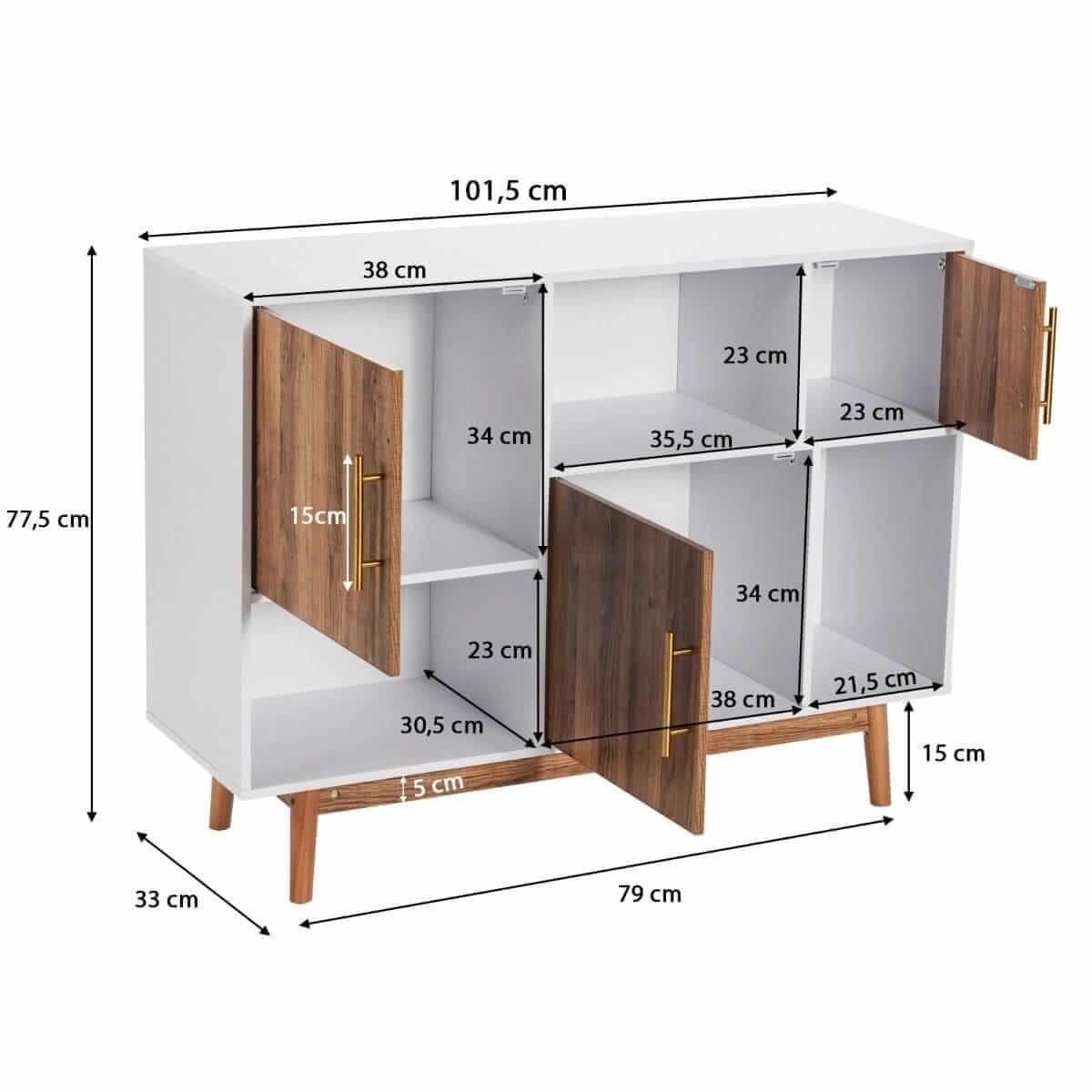 TV Spintelė Su Durelėmis Ir Pertvaromis 101,5 x 33 x 77,5 cm