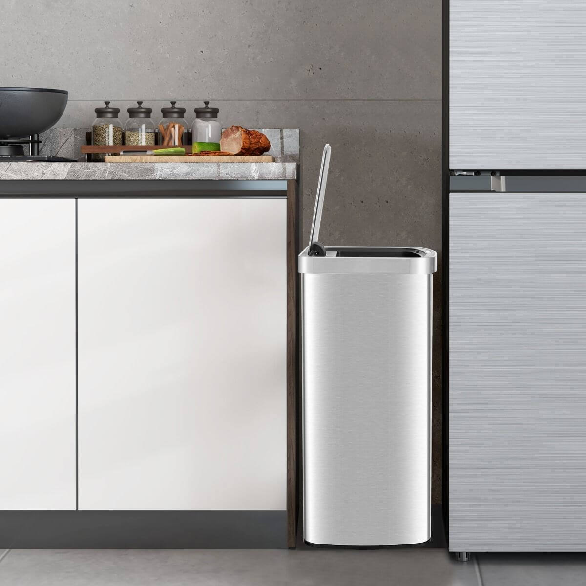 Automatinė Šiukšliadėžė Su Judesio Jutikliu, 50 l, Nerūdijantis Plienas