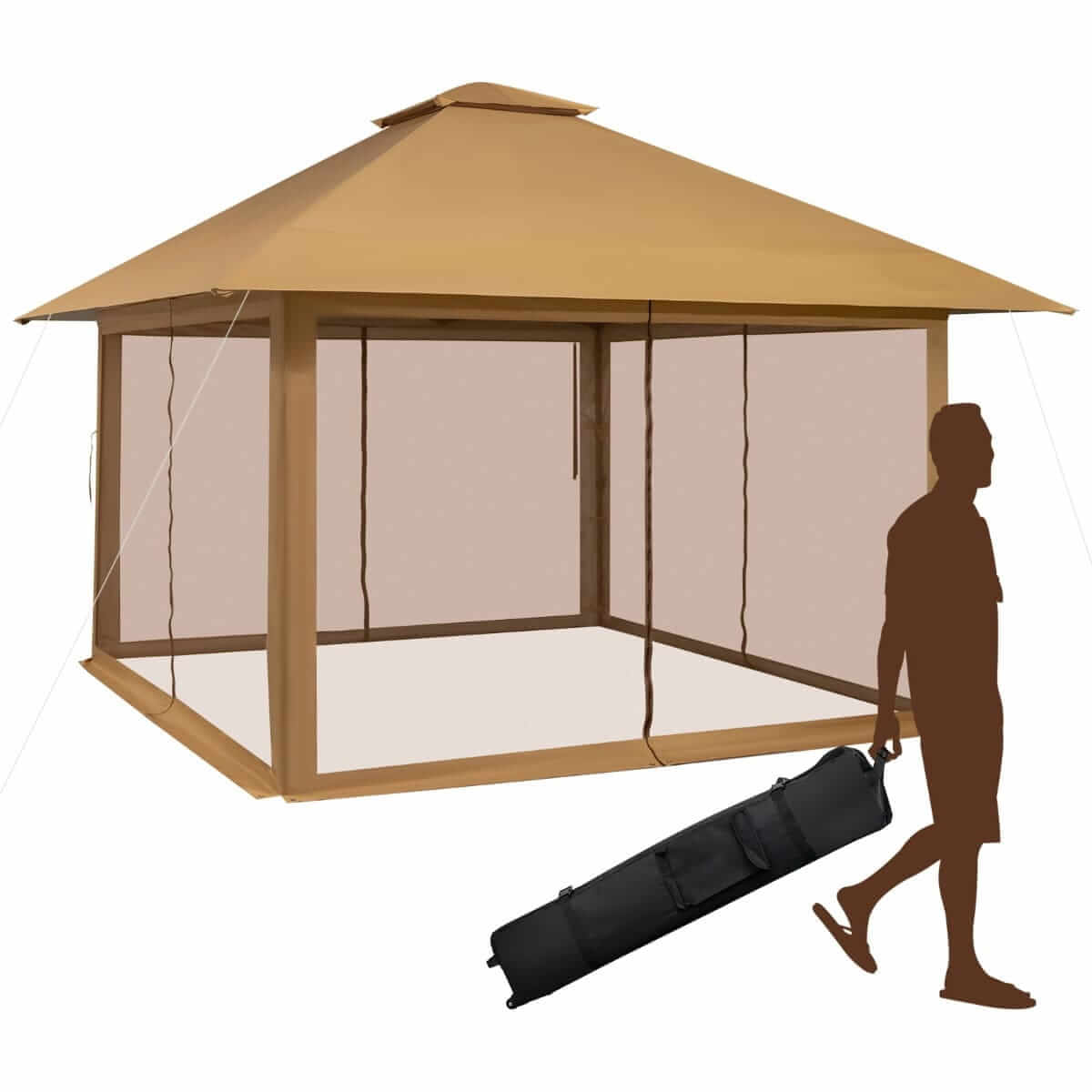 Sodo Lauko Pavėsinė Su Tinkleliu Nuo Uodų 400x400 cm Ruda