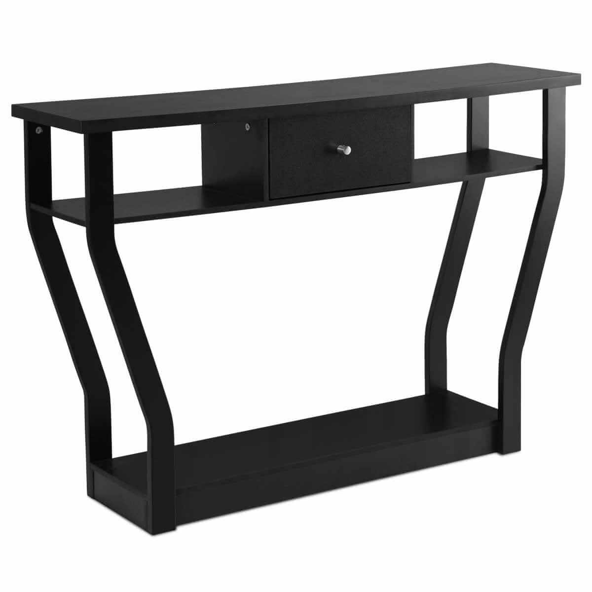 Side table with drawer and shelves