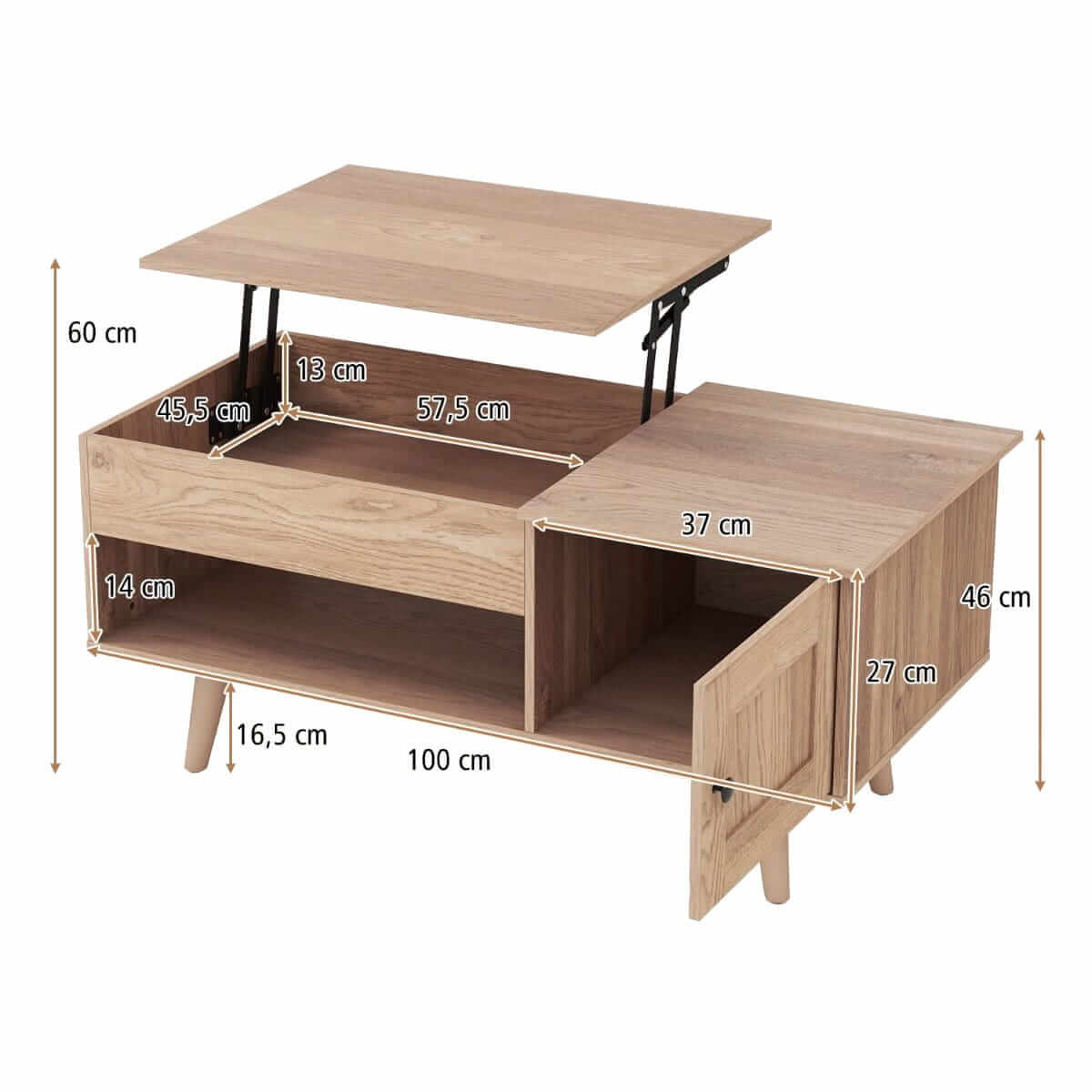 Transformuojamas Kavos Staliukas 100 x 50 x 46-60 cm