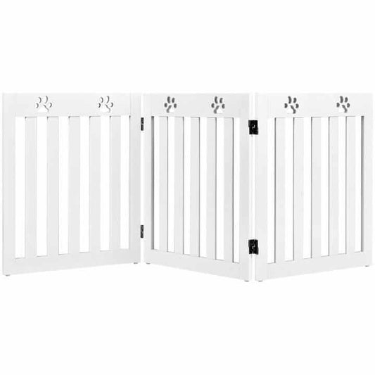 Laisvai Pastatomi Šuns Apsauginiai Varteliai, Tvorelė, Balta Su Pėdutėmis 151 cm
