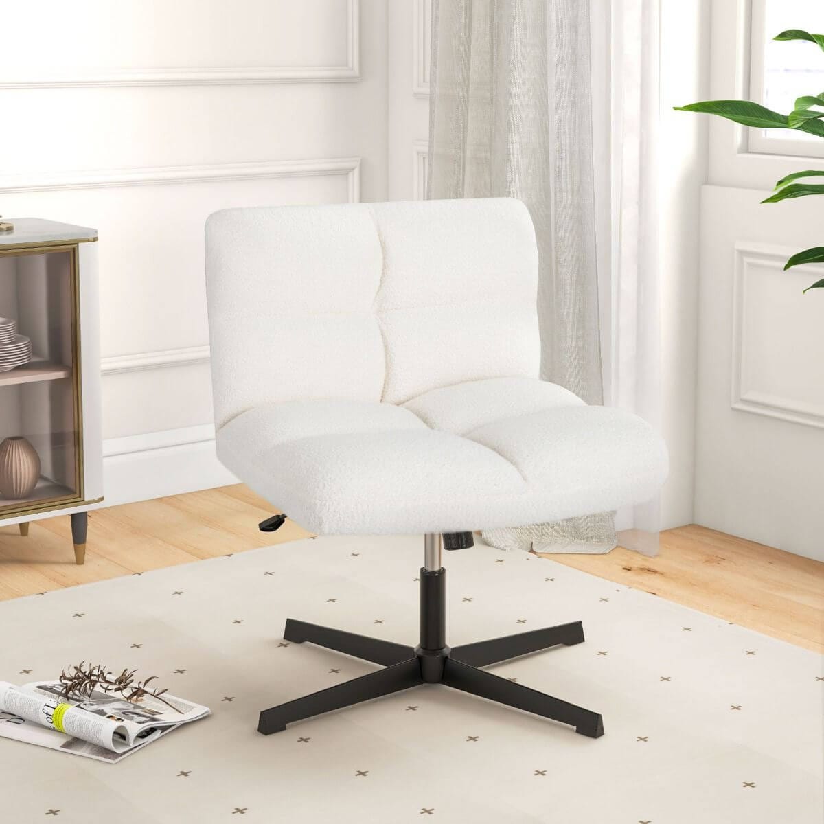 Supamas Fotelis Kėdė Ergonomiškas 360° Pasukamas Smėlio Spalvos 64x54 cm