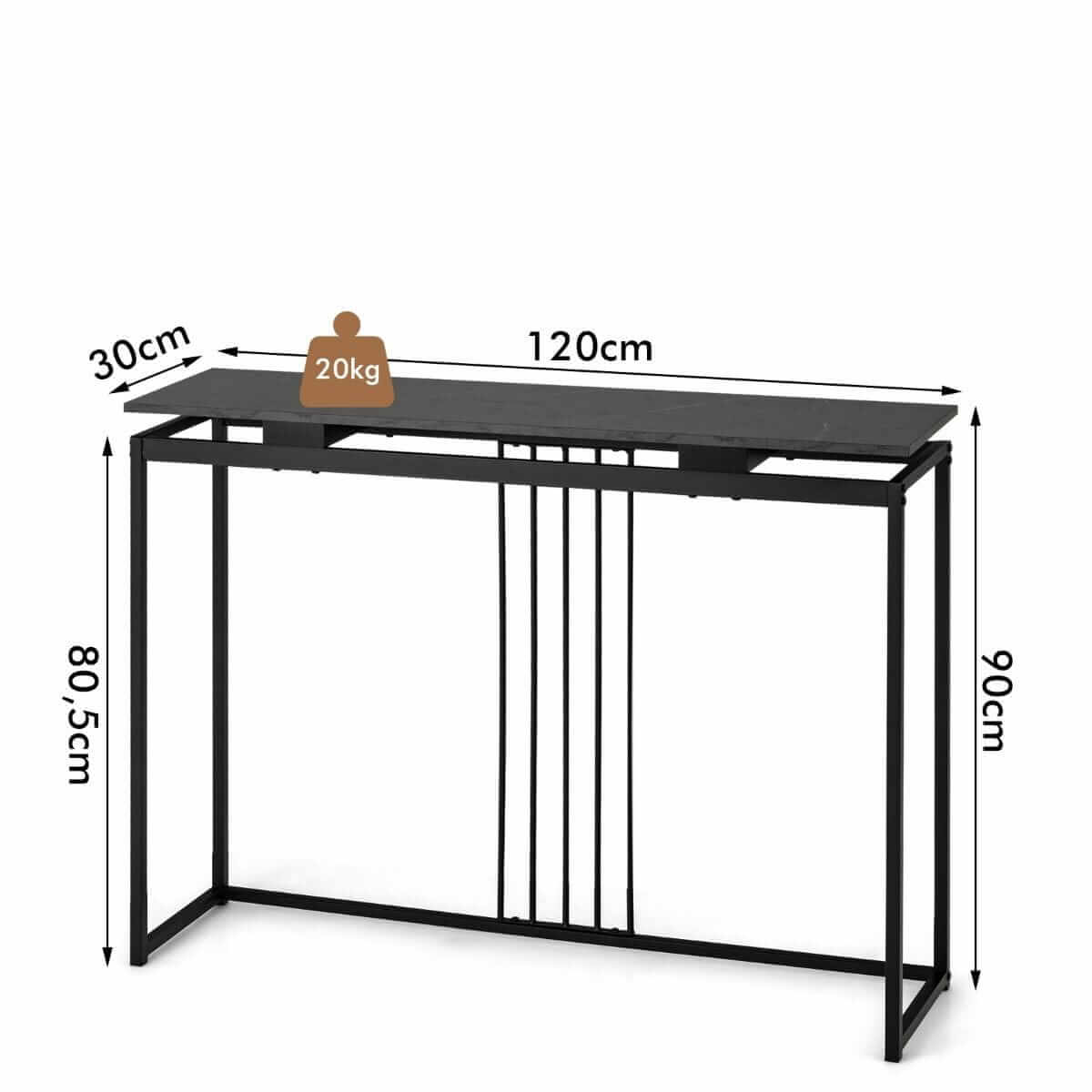 Svetainės Prieškambario Konsolė Juoda 120 cm