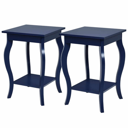 2 Elegantiškų Klasikinių Staliukų Rinkinys Mėlynos Spalvos 60 × 40 × 40 cm