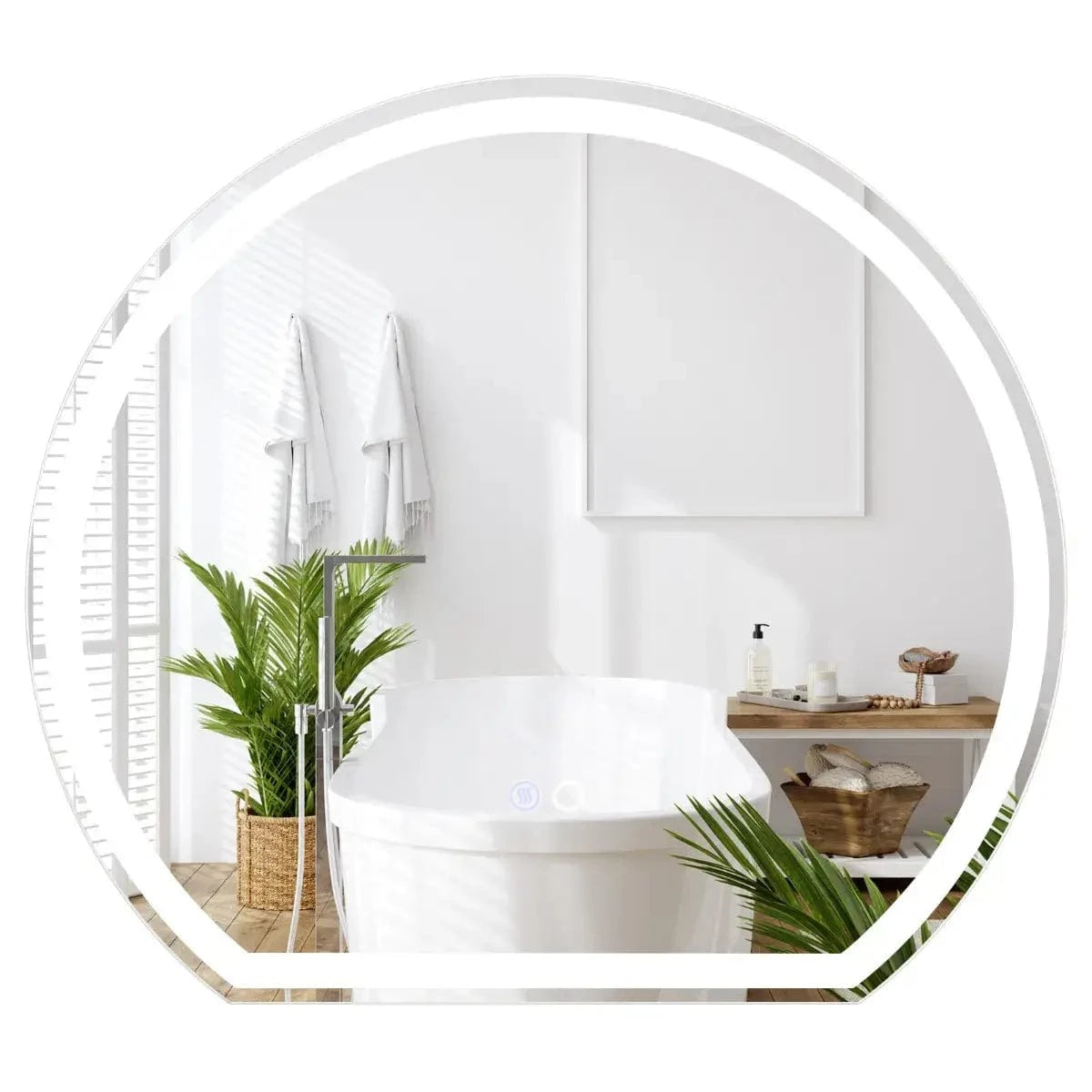 Apvalus LED Veidrodis Su Apšvietimu Ir Rasojimo Apsauga 60 x 54 cm