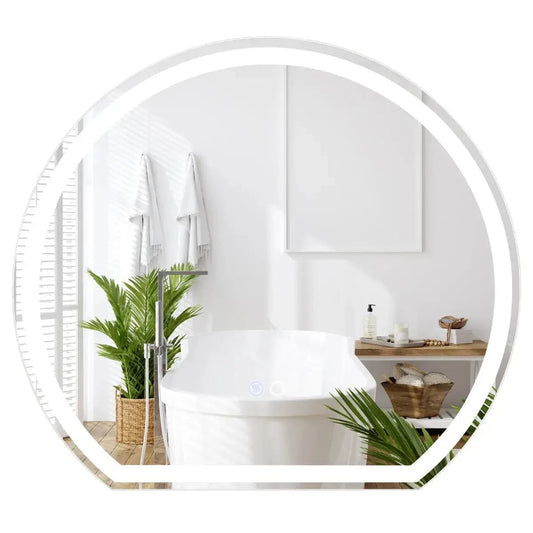 Apvalus LED Veidrodis Su Apšvietimu Ir Rasojimo Apsauga 60 x 54 cm