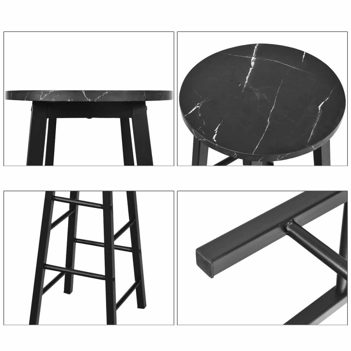 Baro Kėdės 2 vnt. Rinkinys Juodo Marmuro Imitacija 71 × 29 × 31 cm