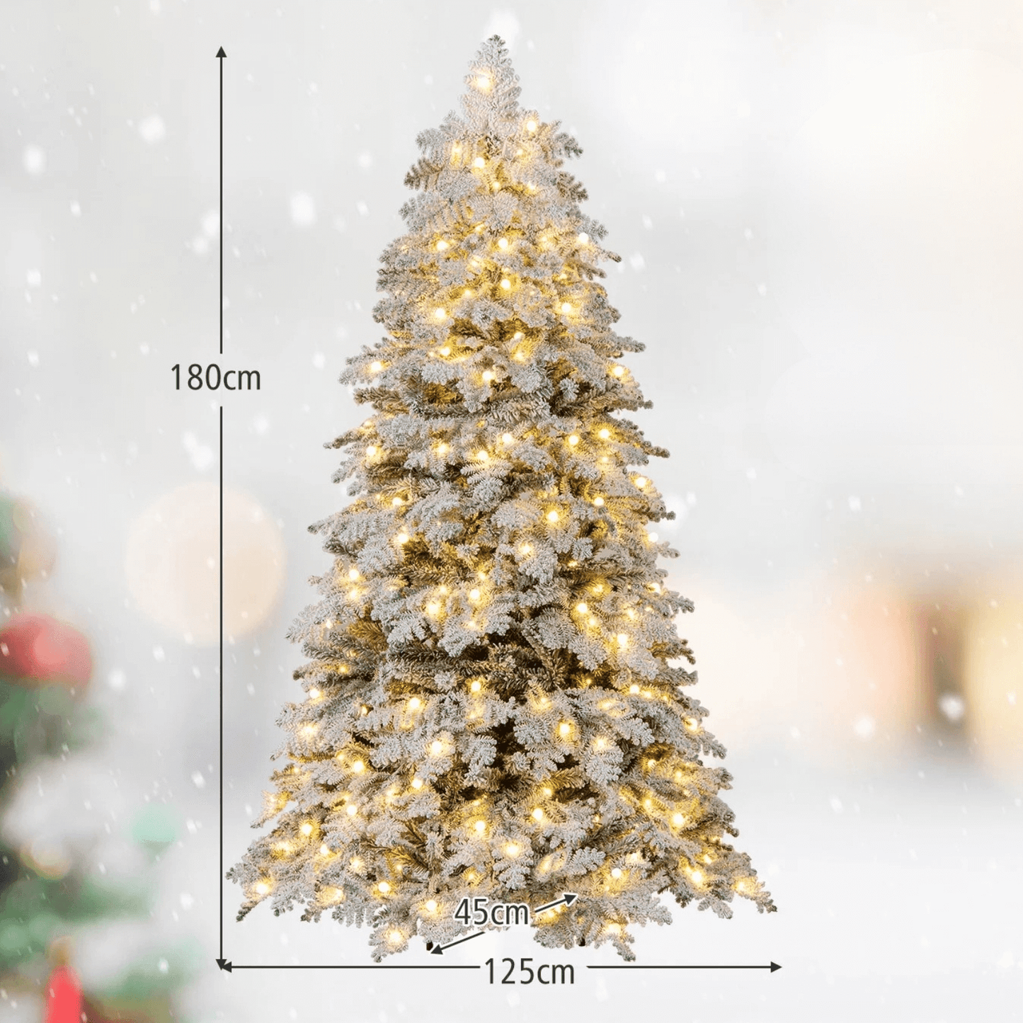 Dirbtinė Kalėdų Eglutė Su LED Lemputėmis Ir Dirbtiniu Sniegu 180 cm