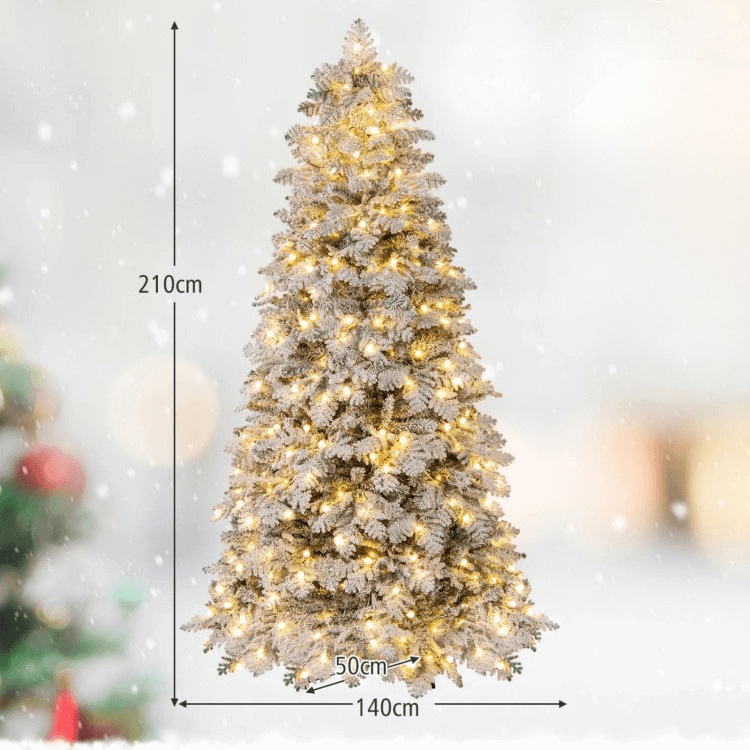 Dirbtinė Kalėdų Eglutė Su LED Lemputėmis Ir Dirbtiniu Sniegu 210 cm