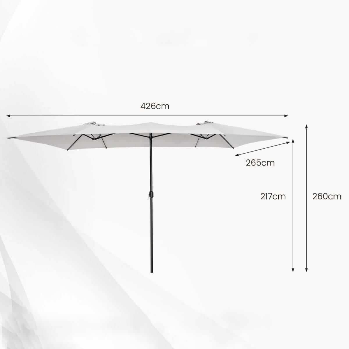 Dvipusis Sodo Skėtis Su Ventiliuojamu Stogu 426 x 265 x 260 cm, Smėlio Spalvos