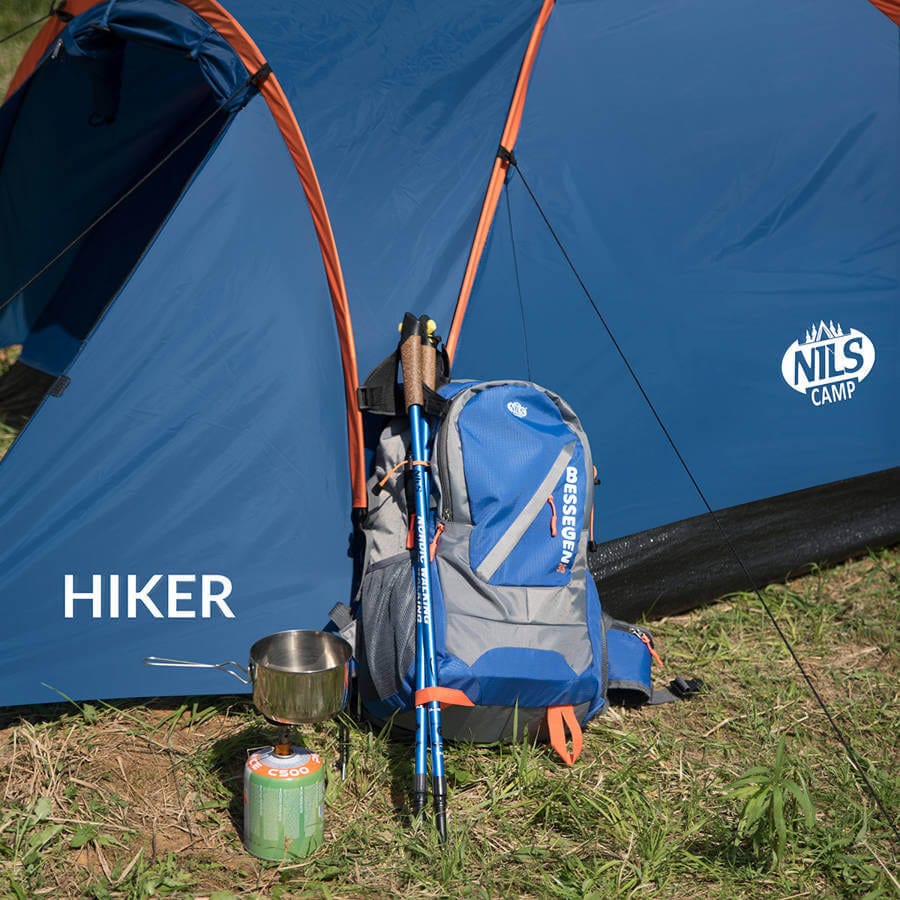 Dvivietė Žyginė Palapinė Nils Camp NC6010 Hiker 3000 mm Atspari Lietui, Mėlyna