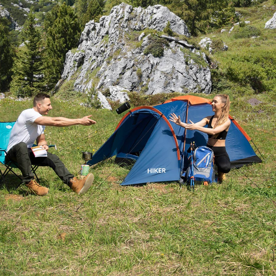 Dvivietė Žyginė Palapinė Nils Camp NC6010 Hiker 3000 mm Atspari Lietui, Mėlyna