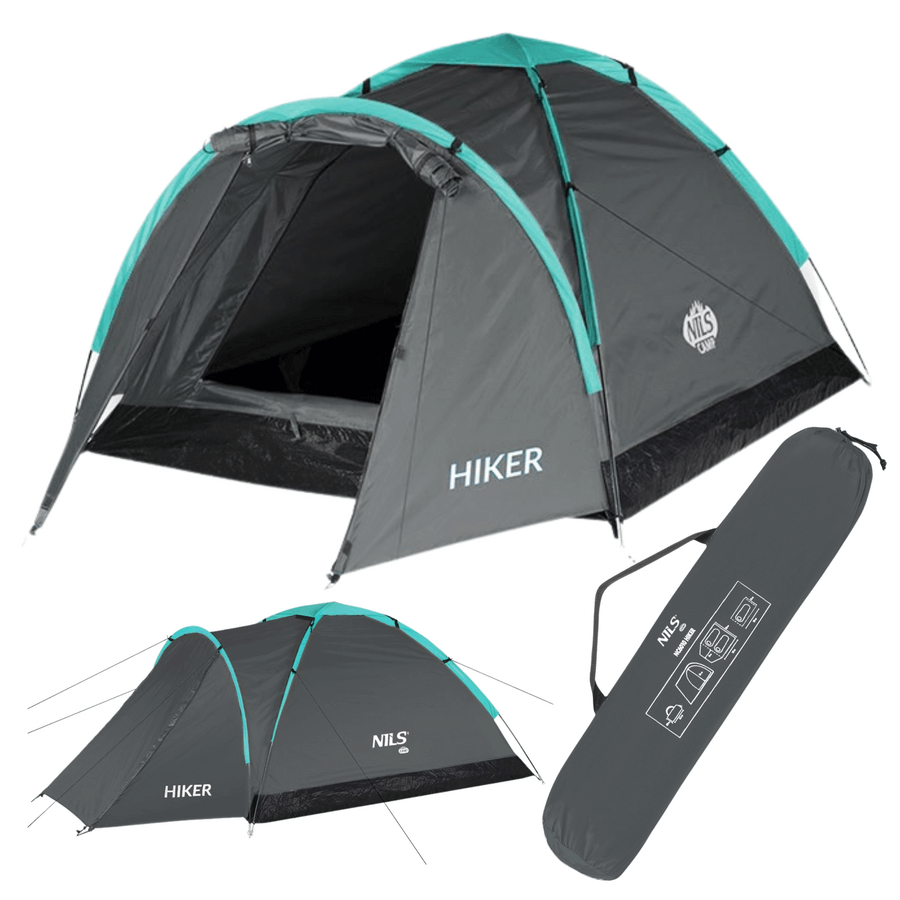 Dvivietė Žyginė Palapinė Nils Camp NC6010 Hiker 3000 mm Atspari Lietui, Pilka