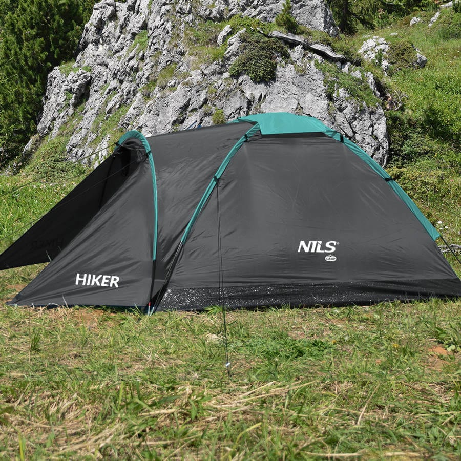 Dvivietė Žyginė Palapinė Nils Camp NC6010 Hiker 3000 mm Atspari Lietui, Pilka