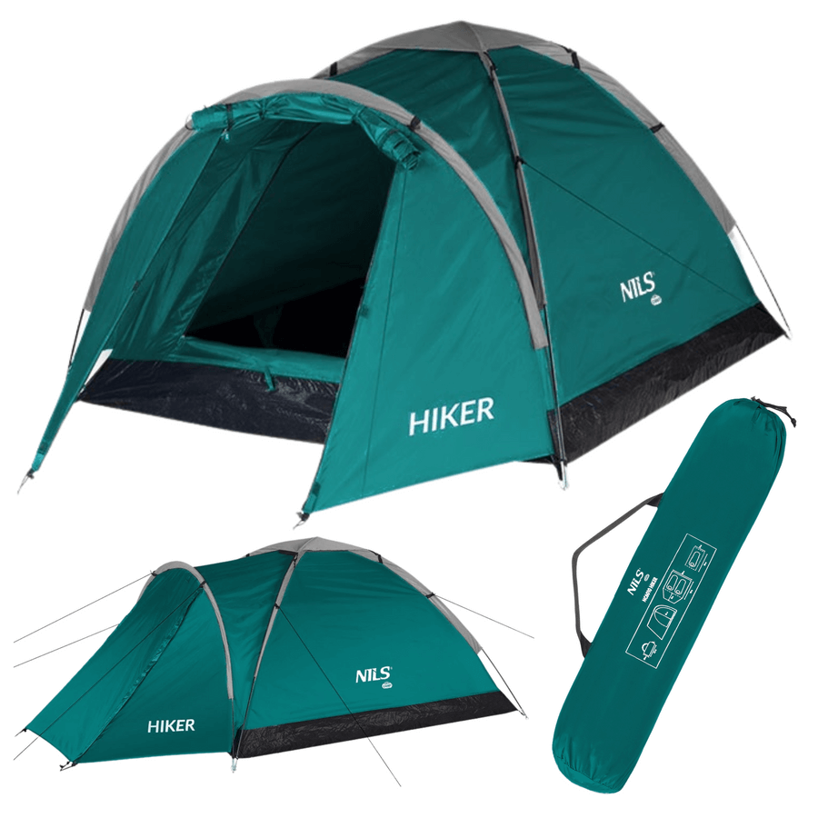 Dvivietė Žyginė Palapinė Nils Camp NC6010 Hiker 3000 mm Atspari Lietui, Žalia