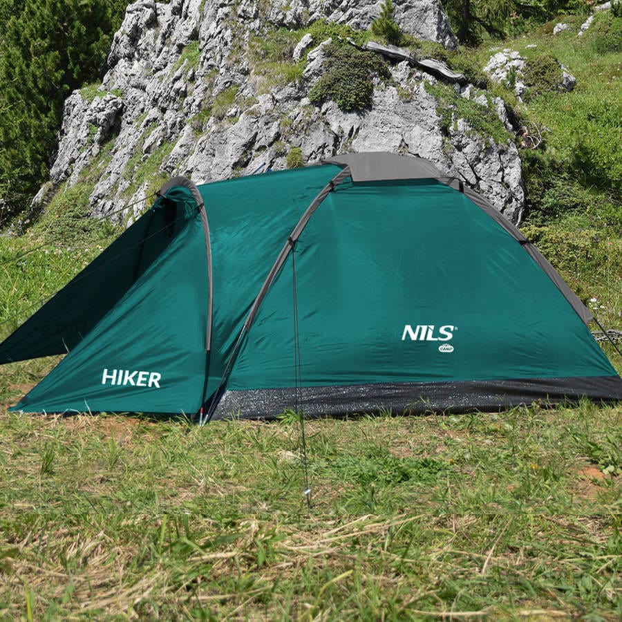 Dvivietė Žyginė Palapinė Nils Camp NC6010 Hiker 3000 mm Atspari Lietui, Žalia