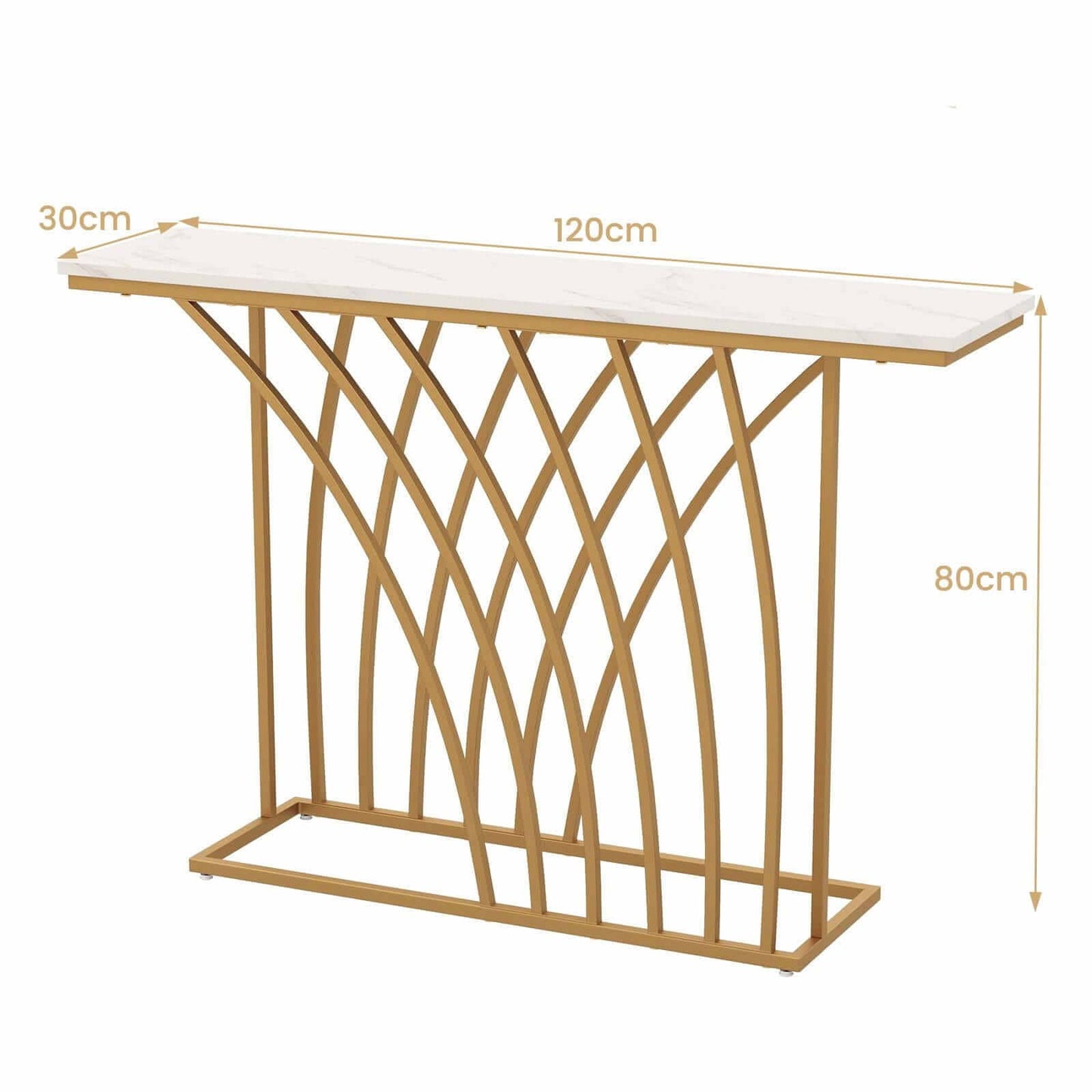 Elegantiška Ir Prabangi Konsolė Su Marmuro Ir Aukso Imitacija 120 cm