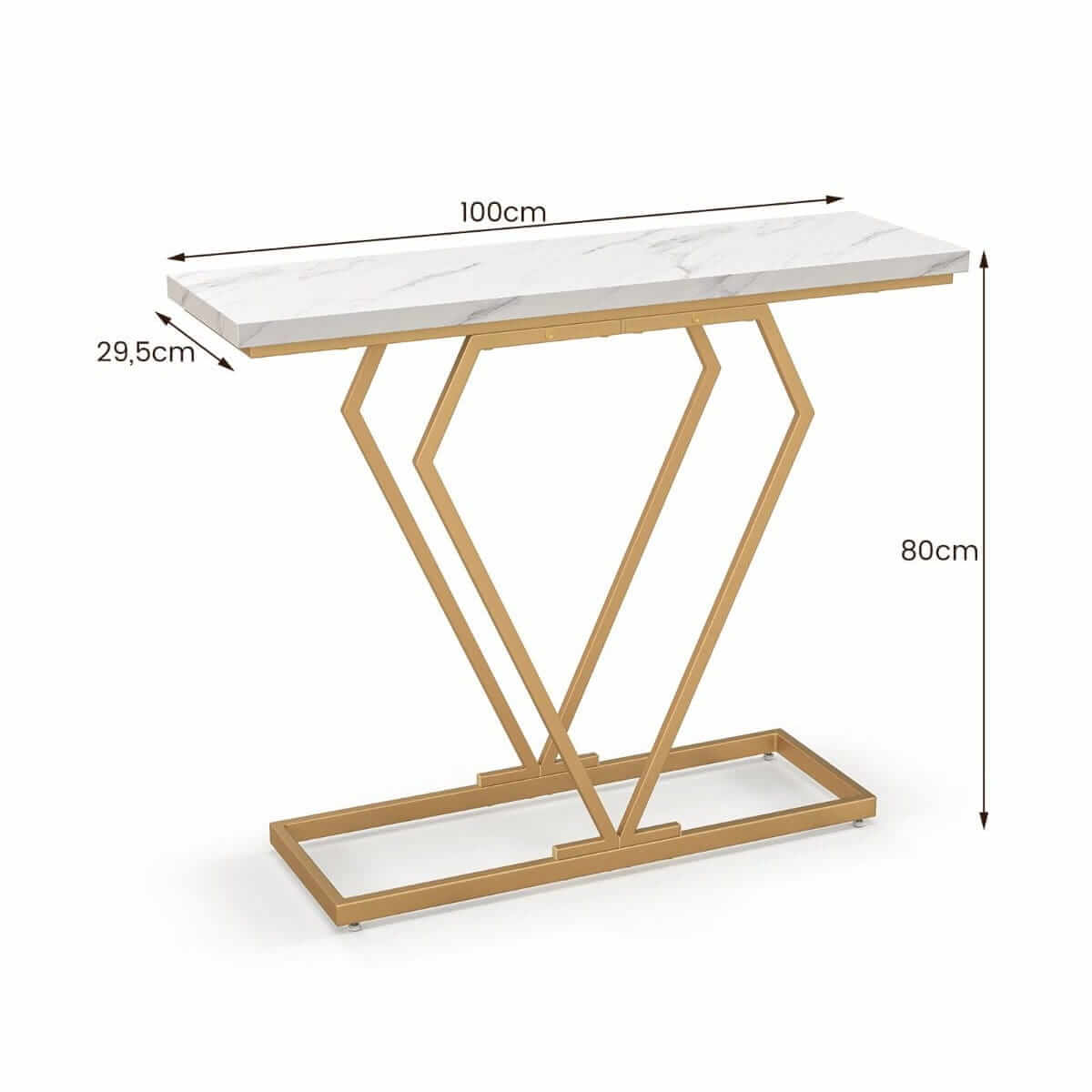 Elegantiška Konsolė su Marmuro Imitacijos Stalviršiu ir Metaliniu Rėmu 100 × 80 × 29,5 cm