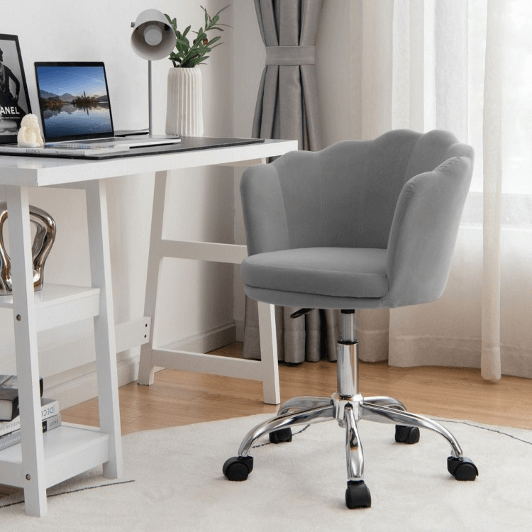 Ergonomiška Biuro Kėdė Su Kriauklės Formos Atlošu, Pilka