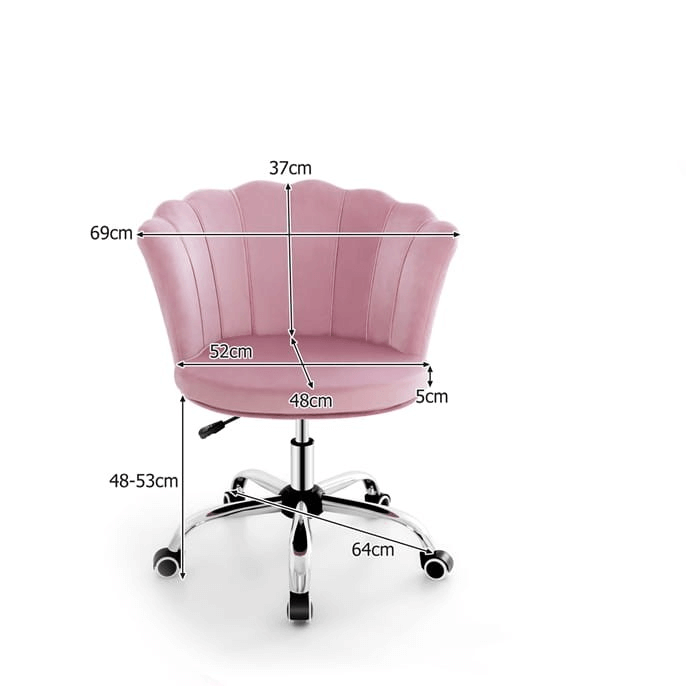 Ergonomiška Biuro Kėdė Su Kriauklės Formos Atlošu, Rožinė