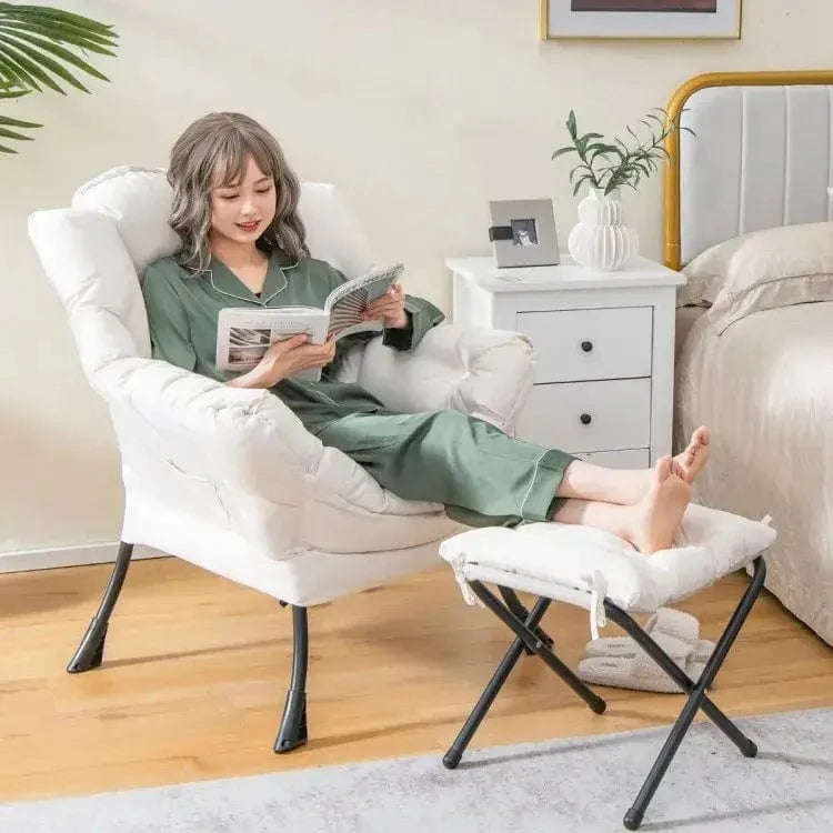 Ergonomiškas Minkštas Fotelis Su Kojų Atrama, Smėlio Spalva