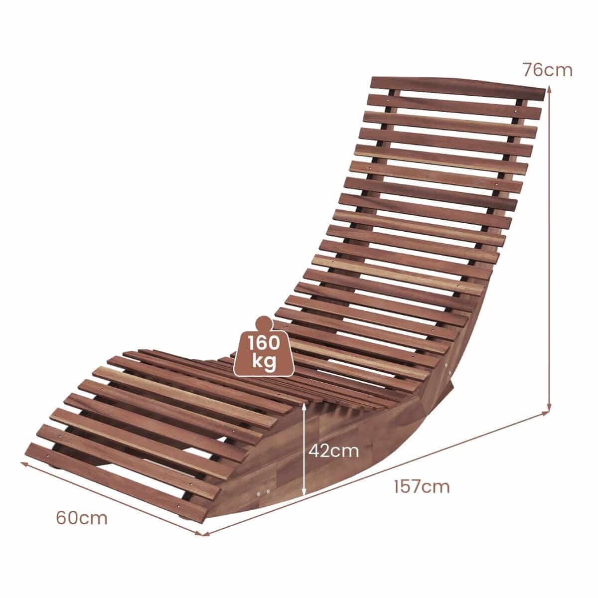 Ergonomiškas Supamas Sodo Gultas Iš Akacijos Medienos 60 x 157 x 76 cm