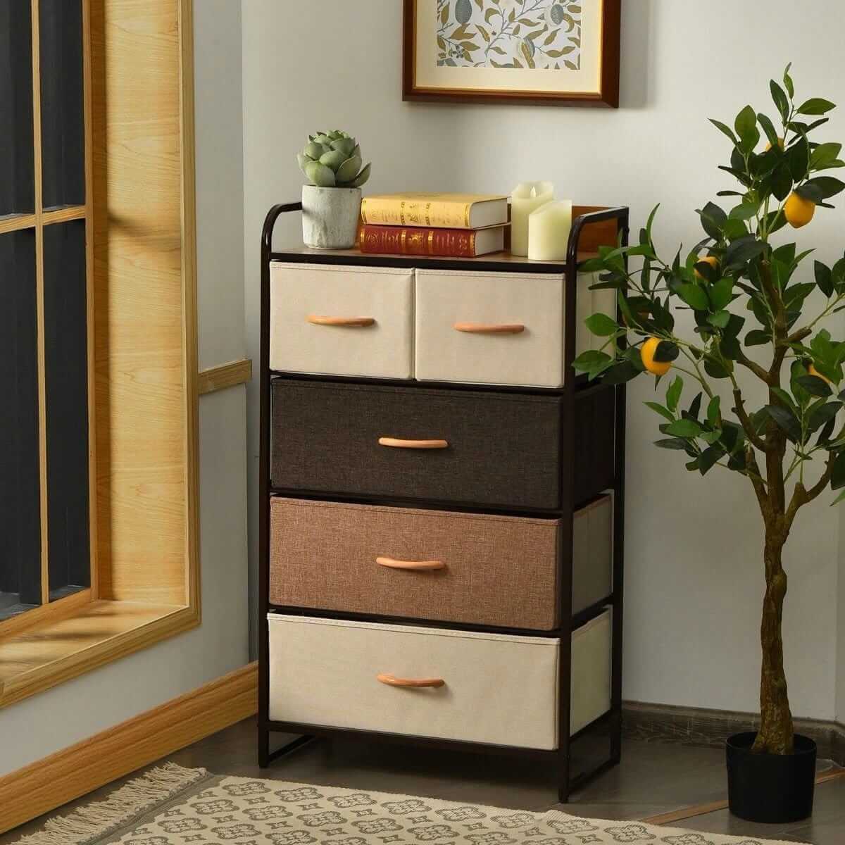 Komoda Su 5 Sulankstomais Stalčiais 58 X 29 X 99,5 cm