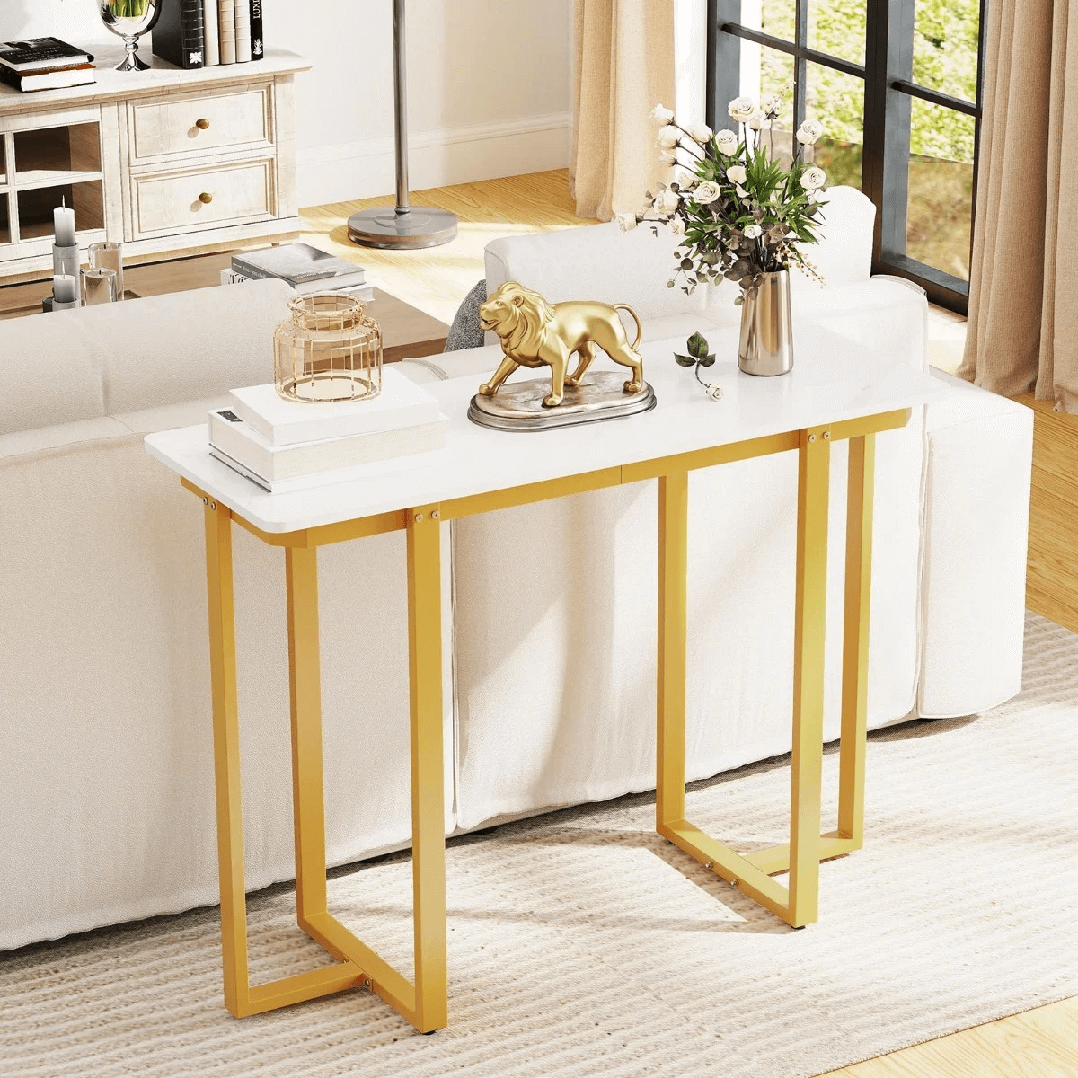 Konsolinis Staliukas Su Dirbtinio Marmuro Paviršiumi 107 cm