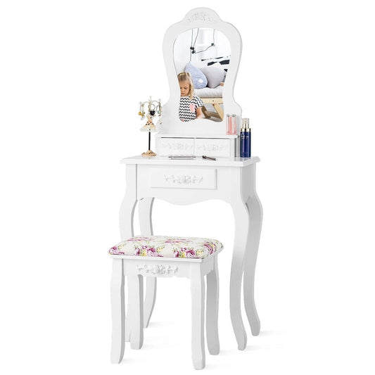 Elegantiškas Kosmetinis Staliukas Su Veidrodžiu Ir Minkšta Kėdute 50 x 30 x 136 cm