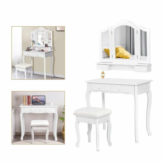 Classic Dressing Table With Mirror And Chair 80 x 40 x 138 cm