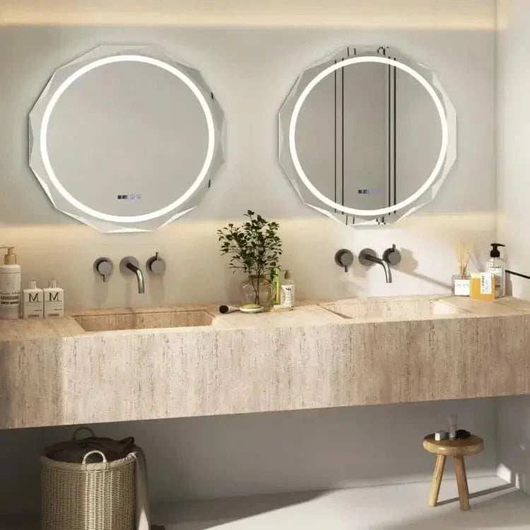 LED Vonios Veidrodis 76x76 Cm Su Laikrodžiu, Apšvietimu Ir Anti-Rasa